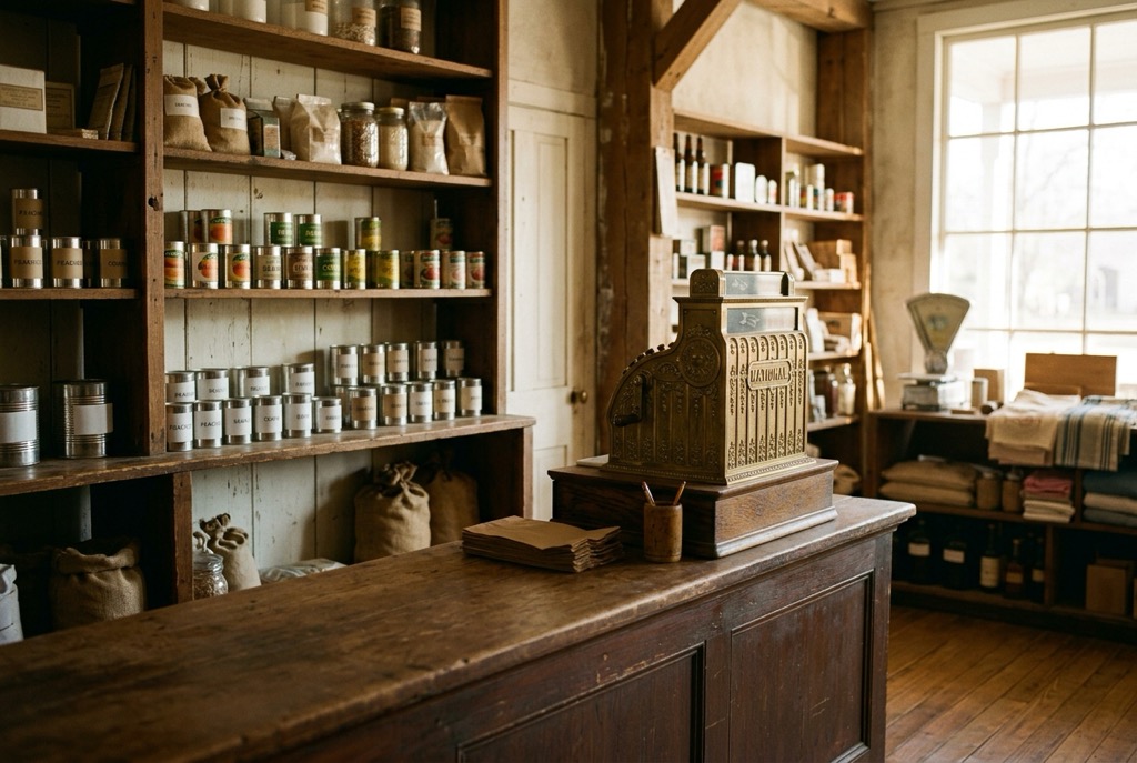 A vintage post commissary storefront
